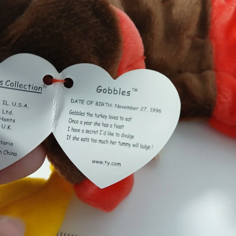 GOBBLES Ty Beanie Baby MultipleTag Errors 1996 Turkey Original Retired MINT Rare